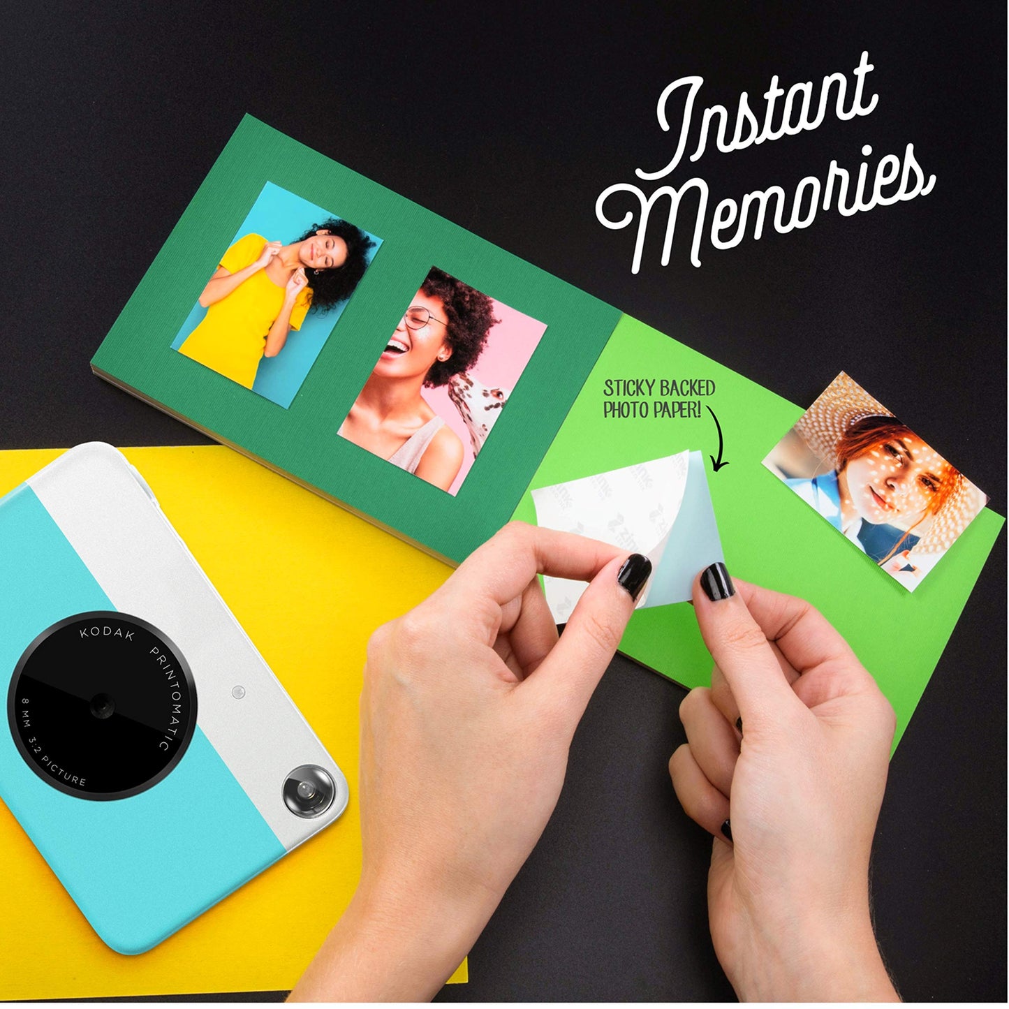 KODAK Printomatic Full-Color Instant Print Digital Camera - Colorful Photos On Zink 2x3" Sticky-Back Photo Paper - 5MP, Portable, Creative Fun Gift for Birthday, Christmas, Holiday - Blue