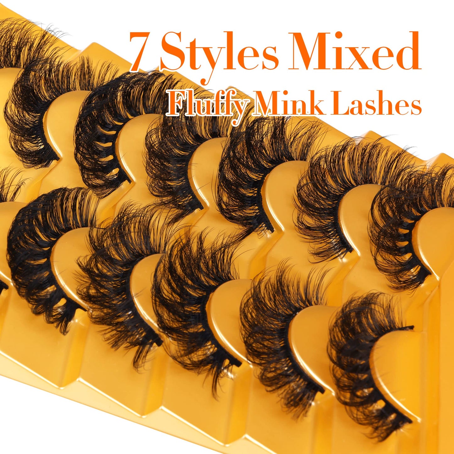 JIMIRE Mink Dramatic Wispy False Eyelashes Fluffy 20MM 6D Volume Crossed Strip D Curl Eye Mixed Lashes Pestañas Thick Soft 7 Styles 7 Pairs Pack