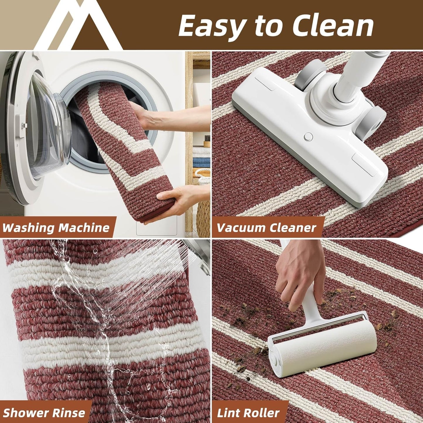 COSY HOMEER Long Kitchen Floor Mats for in Front of Sink Super Absorbent Kitchen Rugs and Mats 24"x79" Non-Skid Kitchen Mat Standing Mat Washable,Polypropylene,Red,Frame