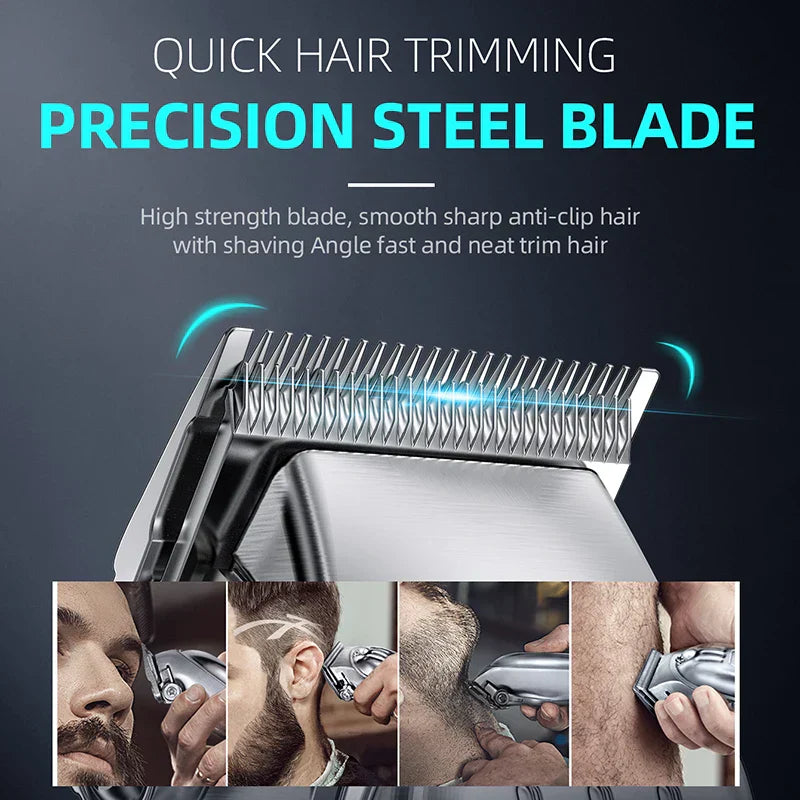 KIKIDO 2in1 Adjustable Cordless Hair Cutting Machine Full Metal Combo Kit Barber Hair Clipper Beard Shaver Kit for Men Gift2575T