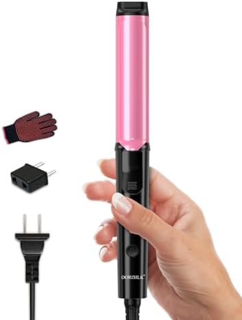 DORISILK Small Barrel Curling Iron for Short and Medium Hair，1 Inch Mini Curling Wand Travel Size，Dual Voltage Curling Iron for European and International Voltage