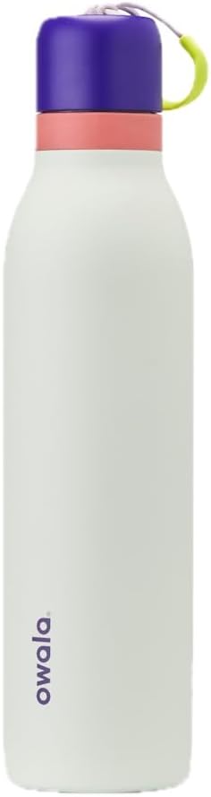 Owala FreeSip Twist Insulated Stainless Steel Water Bottle with Straw for Sports and Travel, BPA-Free, 24-oz, Purple/Green (Minty Horizons)