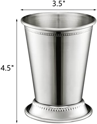 ZEAYEA Set of 2 Mint Julep Cups, Classic Stainless Steel Glasses for Party Bar Home Restaurant, 12 oz Metal Cocktail Glasses for Beer Juice Beverage, Silver