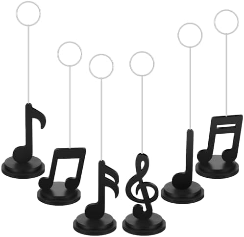 6 Pcs Musical Note Photo Balloon Holder Note Holders Table Number Photo Clips Holder Place Card Holder Music Note Decoration Name Place Card Holder for Music Theme Party Birthday Wedding