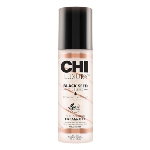 CHI Luxury Black Seed Oil Curl Defining Cream Gel, Defines Curl, Controls Frizz & Strengthens Hair For Shine, Sulfate, Paraben & Gluten-Free, 5 Oz