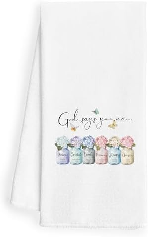Boho Christian Kitchen Towels 16x24 - God Says You are Christian Dish Towels for Kitchen, Inspirational Christian Gifts for Women, Bible Verse Scripture Decorative Hand Towels for Bathroom