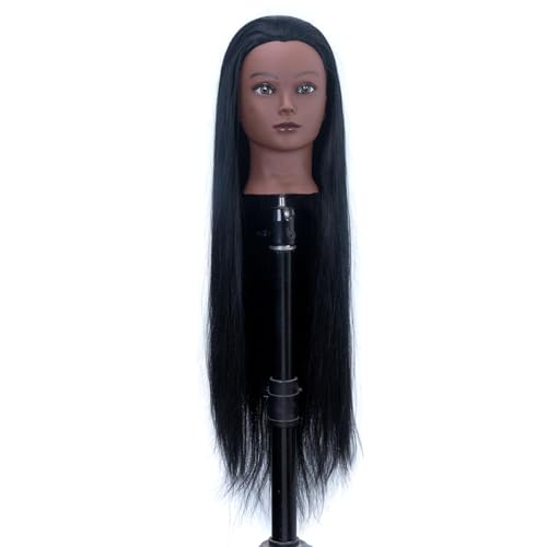 YK 26" Multicolored Synthetic Fiber Hair Mannequin Head with Clamp Stand - Cosmetology Doll Head