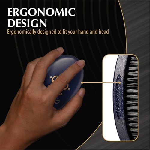 Red by Kiss Premium Pocket Wave Brush Hard – Bow Wow Curved Palm Brush for 360 Waves, High Density Hard Bristles for Coarse or Long Hair, Travel Cover, Ideal for Wolfing & Durag Use