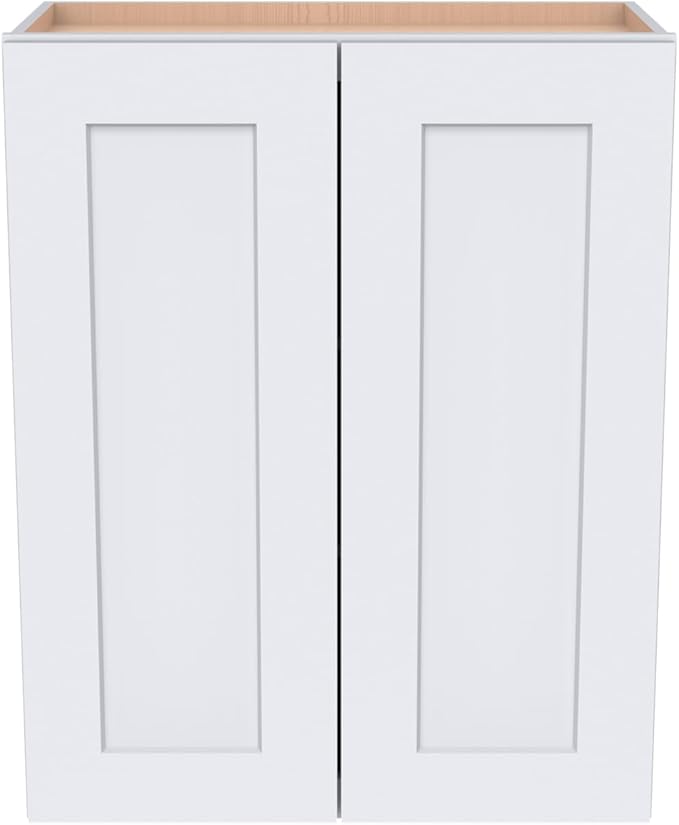 Wall-Mounted Cabinet – Solid Wood Shaker Style Medicine Cabinet with Adjustable Shelves & Soft-Close Doors for Bathroom, Kitchen, and Office Storage (White, 33" W x 12" D x 36" H)