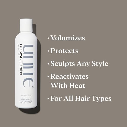 UNITE Hair – BLOW&SET Lotion – Sculpting Styling Cream – Shapes Any Style, Volume, Hold, Shine, 8oz