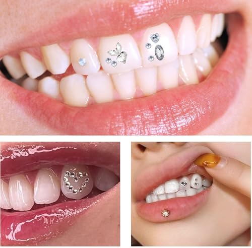 Fiorland Tooth Gems Kit for Teeth with Light, 2025 New Professional 140 Pcs DIY Gem Jewelry for Man Women Sparkling Crystals (D)
