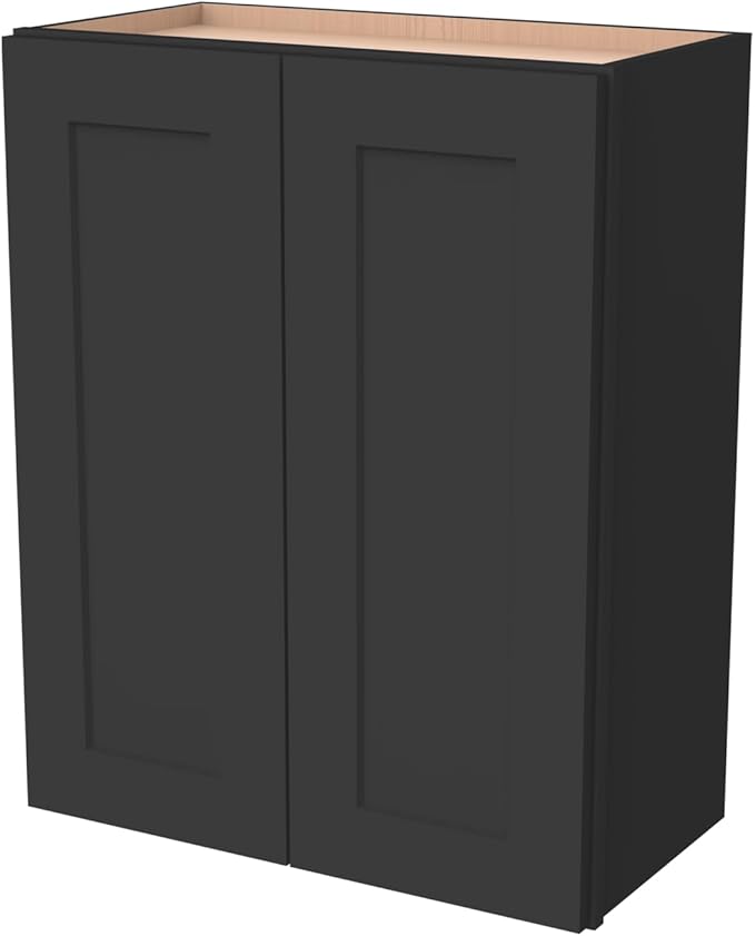 Wall-Mounted Cabinet – Solid Wood Shaker Style Medicine Cabinet with Adjustable Shelves & Soft-Close Doors for Bathroom, Kitchen, and Office Storage (Charcoal Black, 39" W x 12" D x 36" H)