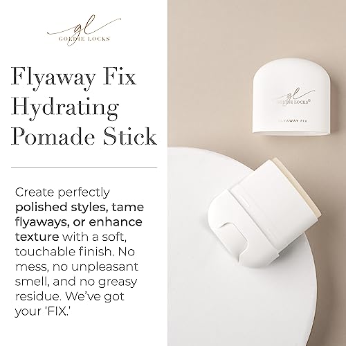 Goldie Locks Flyaway Fix Hydrating Pomade Stick for Hair & Extensions, Tames Flyaways, Styles, Defines, No Residue, Controls Frizz, Adds Shine, Smooths, Moisturizes, Non-Greasy, Lightweight, 0.5 oz