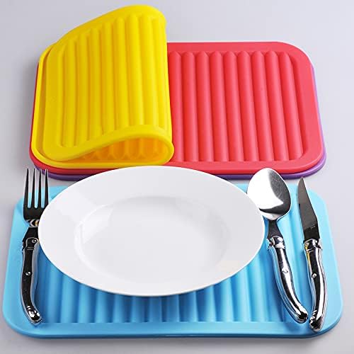 Smithcraft Silicone Trivets Mats for Hot Dishes and Hot Pots, Hot Pads for Countertops, Tables, Pot Holders, Spoon Rest Small Drying Mats Set of 2 Many Colors for Your Choose (Grey Blue)