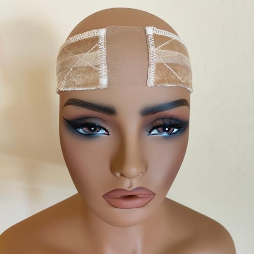 Velvet Grip Wig Band | Silicone and Lace | Adjustable for Lace Front Wigs (Beige)