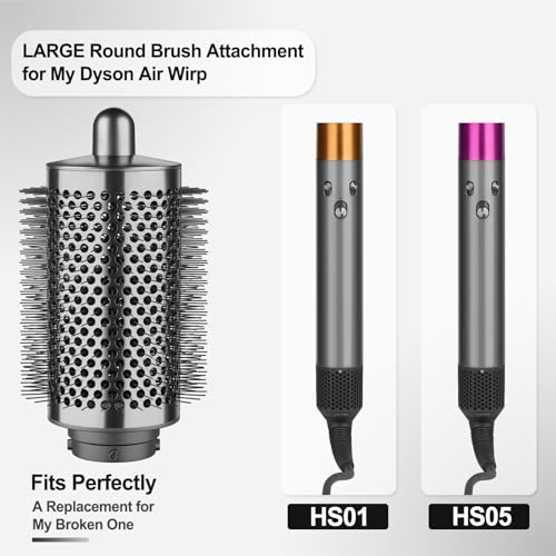 Upgraded Large Round Brush Attachment for Dyson Air wrap Jumbo Bigger Oval Round Volumizing Brush for Dyson Airwrap Accessories, Gray