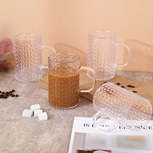 Coffee Mugs Set of 4, Unbreakable Clear Coffee Mugs with Handle, 16 Ounce Reusable Plastic, Dishwasher Safe
