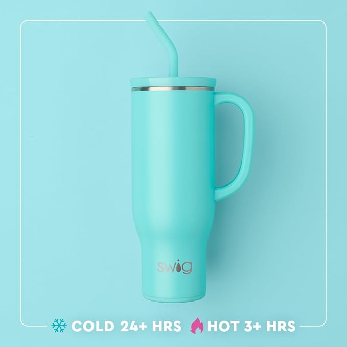 Swig Life 30oz Mega Mug, 30oz Tumbler with Handle and Straw, Large Insulated Tumblers, Cup Holder Friendly Travel Mug, Stainless Steel 30 oz Tumbler, Reusable Insulated Water Bottle (Christmas Cameos)
