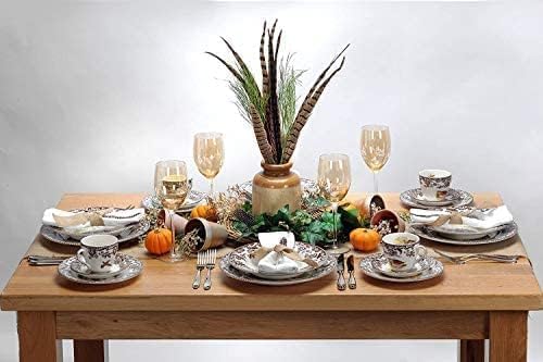Spode Woodland Turkey Dinner Plate - 10.5" Traditional Thanksgiving Design with Historic British Floral Border, Fine Earthenware - Dishwasher, Microwave & Warm Oven Safe - Made in England