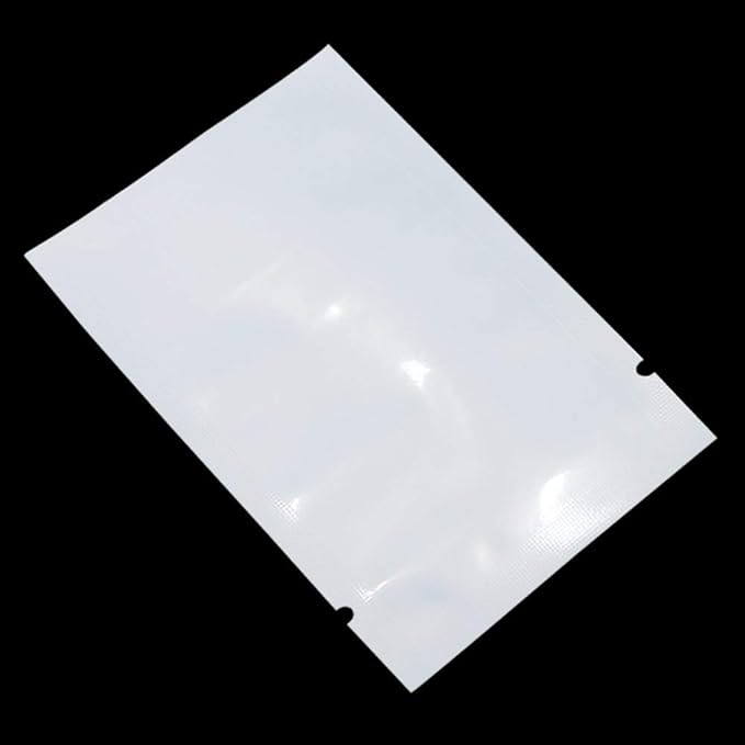 PABCK 1000Pcs 3.9x5.9 inch (Usable Size 3.5x5.7 inch) White Front Clear Open Top 2.8mil Plastic Vacuum Pouch Heat Sealable Bags for Food Storage Packets Mini Sample with Tear Notches