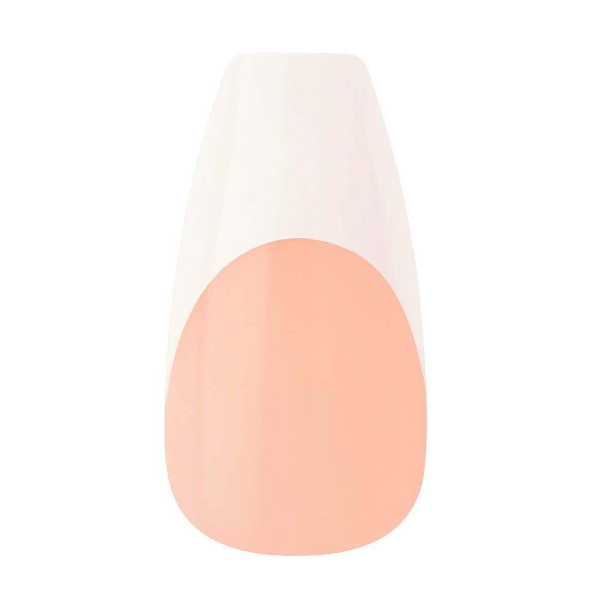 KISS Salon Acrylic French Nail Manicure Set, Medium Length, Square, “Je T'aime”, Nail Kit Includes Pink Gel Nail Glue (Net Wt. 2 g / 0.07oz.), Mini File, Manicure Stick, and 28 Fake Nails
