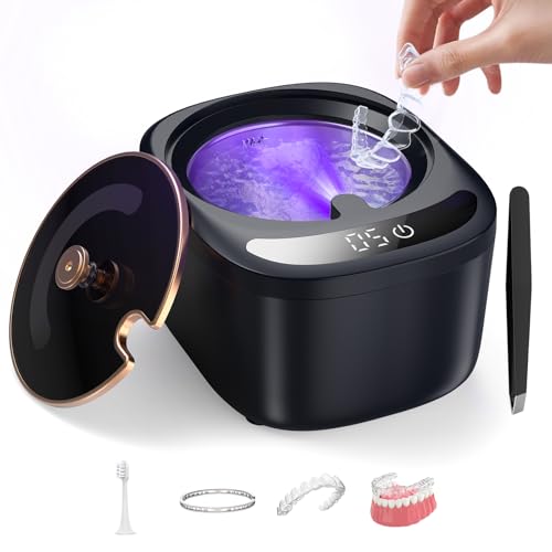 Ultrasonic Retainer Cleaner Machine, Dental Cleaning Pod, 45kHz Retainer Cleaning with 230ML Capacity for Dentures, Aligner, Mouth Guards, Braces, Jewelry, Nightguard & All Dental Appliances