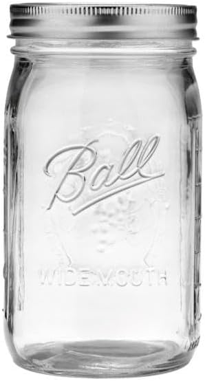Ball Wide Mouth Glass Mason Jars with Lids and Bands, Used for Canning, Pickling, Juice, Jam, Jelly, Quart Size 32 Ounce (Pack of 8)
