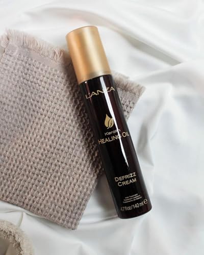L’ANZA Keratin Healing Oil De-frizz Cream, For a Shiny Finishing and a Long-lasting Look, With Triple UV and Heat Protection, Suitable For All Hair Types, Travel-size (4.7 Fl Oz)