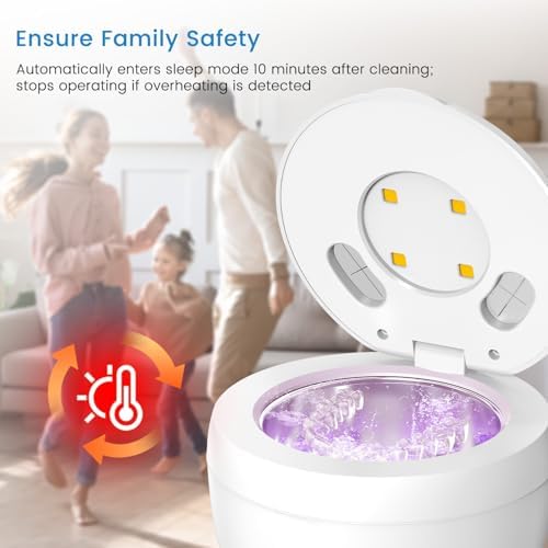 Ultrasonic Retainer Cleaner Machine - 45kHz Denture Cleaner UV Light 4 Modes with Digital Timer 200ML Portable Dental Cleaning Pod for Mouth Guards, Braces, Toothbrush Heads