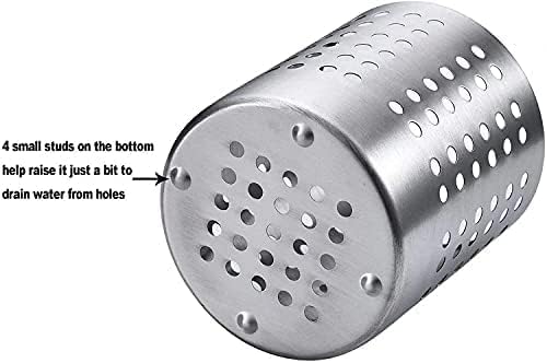 KSENDALO Metal Utensil Holder Set, Small SUS304 Steel Utensil Holder Flatware Silverware Spatulas Utensils Drying Rack for Kitchen Countertop, Kitchen Home Office Organizers ,Silver (3 Pack)