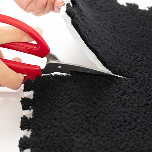 easycustomerlee 12pcs Interlocking Carpet Shaggy Soft EVA Foam Mats Fluffy Rugs Protective Floor Tiles Play Mats for Children Kids Room Home Parlor Bedroom(Black)