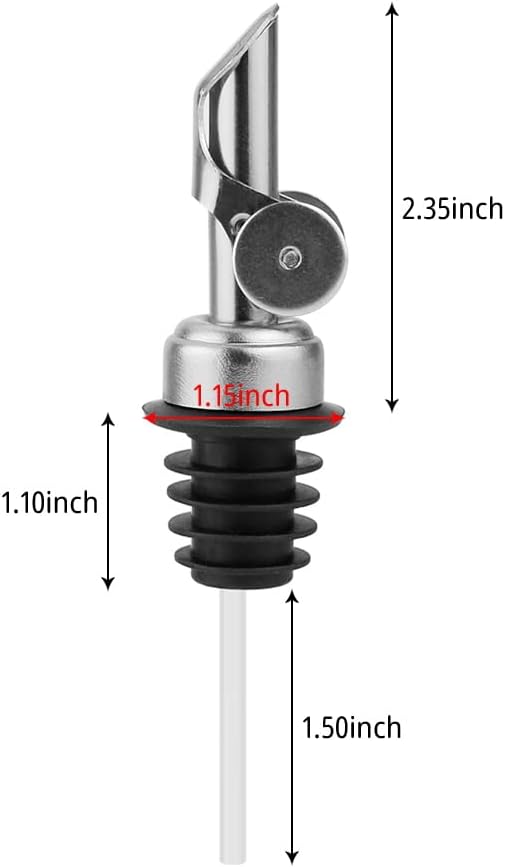MEETSWEET olive oil spout,stainless steel automatic opening and closing spout, leak-proof, for olive oil, vinegar, wine and other liquid bottles (silver) 2pcs