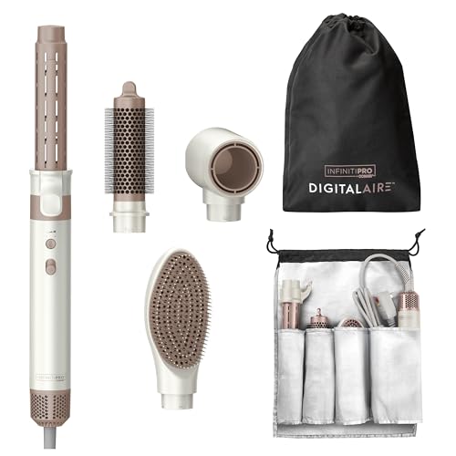 DigitalAIRE Multi Hair Styler, Air Styling System for Curls, Waves, Blowouts & Volume, 4 Attachments to Personalize Your Look Plus Storage Bag, White
