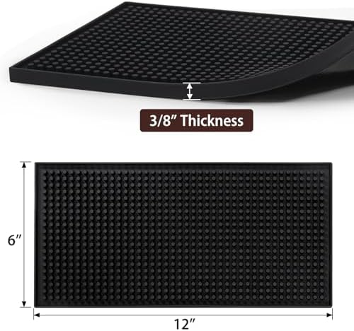 12"x6" PVC Bar Service Mat, Non-Slip Petite Cocktail and Coffee Service Mat for Countertop, Home Bar, Kitchen, Restaurant (Pack of 2)