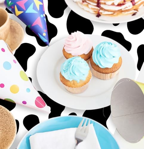 12 PCS Cow Print Table Runner 14 x 108 Plastic Table Runner for Cow Theme Party Birthday Baby Shower Disposable Table Runner