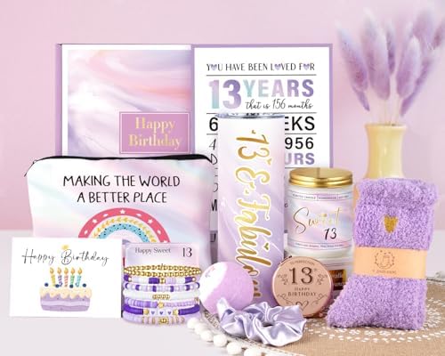 13th Birthday Gifts for Girls, Gifts for 13 Year Old Birthday Girl, 11PCS Unique 13th Birthday Gifts Ideas for Her, Daughter, 13 Fabulous Gifts, 13th Birthday Decorations for Girls, 13th Purple Gifts