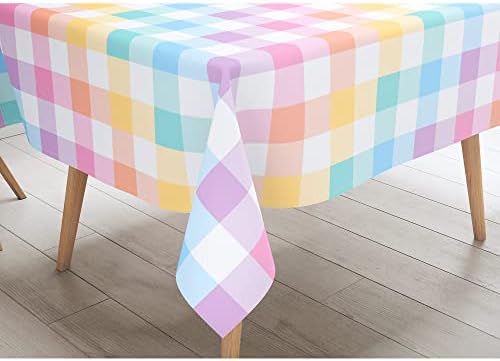 Pastel Tablecloths 54"x108" Gradient Colorful Checkered Rainbow Fabric Table Cover for Easter Birthday Bachelorette Engagement Wedding Bridal Shower Macaron Theme Outdoor Picnic Party Supplies