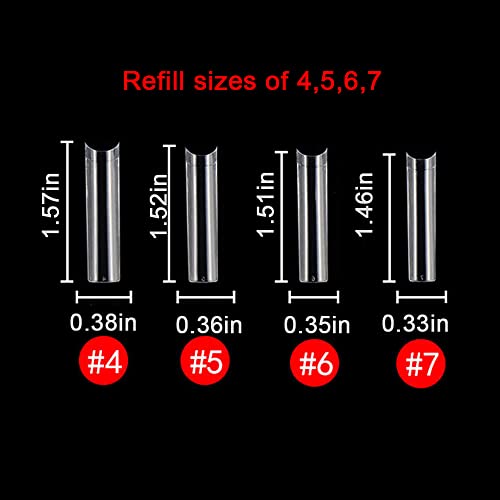 XXL No C Curve Nail Tips, SWETIDY 600Pcs Refill Size of 4,5,6,7 Clear Acrylic Nails Square Shape Nail Half Cover