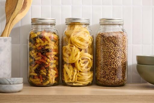 Ball - 64oz Wide Mouth Jars with Lids & Bands 6 Pack Jars | Half Gallon Large Glass Mason Jar for Food Storage with airtight Lid, 0.5 Gallon Glass Jar with Lid and Bands, Set of 6