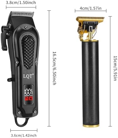 LQT® Men's Professional Hair Clippers Kit，Cordless & Corded Barber Clippers Set，Grooming Rechargeable Beard Trimmer with Adjustable Blade