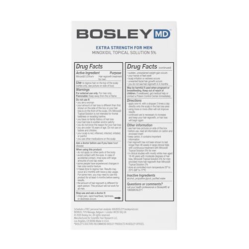 BosleyMD Men's & Women's Hair Re-growth Treatment, 2%-5% Minoxidil Topical Solution