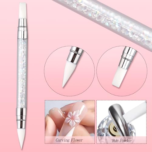 Solid Builder Gel for Nails,4 Colors Non-Sticky 3D Nail Sculpting Gel for Nail Art Flower Carving Modeling Design Hard Gels Nail Extension Glue with 3D Silicone Mold for Manicure Salon or Home DIY