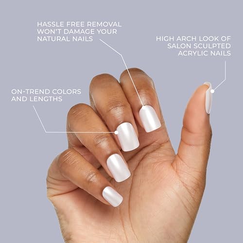 KISS Gel Fantasy Collection Ready-to-Wear Press-On Nails, ‘I Feel You’, Medium Length Square Gel Nails Kit with Pink Gel Nail Glue 0.07 Oz, Manicure Stick, Mini Nail File, and 24 Fake Nails