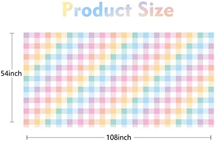 Pastel Tablecloths 54"x108" Gradient Colorful Checkered Rainbow Fabric Table Cover for Easter Birthday Bachelorette Engagement Wedding Bridal Shower Macaron Theme Outdoor Picnic Party Supplies