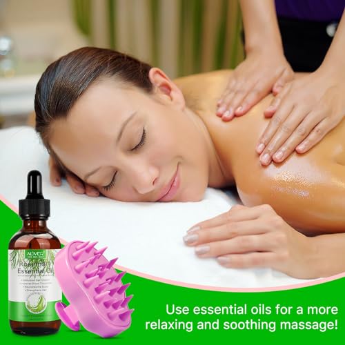 Rosemary Oil for Hair Growth 2.02 Fl Oz with Scalp Massager, Pure Rosemary Essential Oil for Eyelashs, Eyebrows, Face, Skin Care, Body Massage, Nourishes The Scalp, Improve Blood Circulation