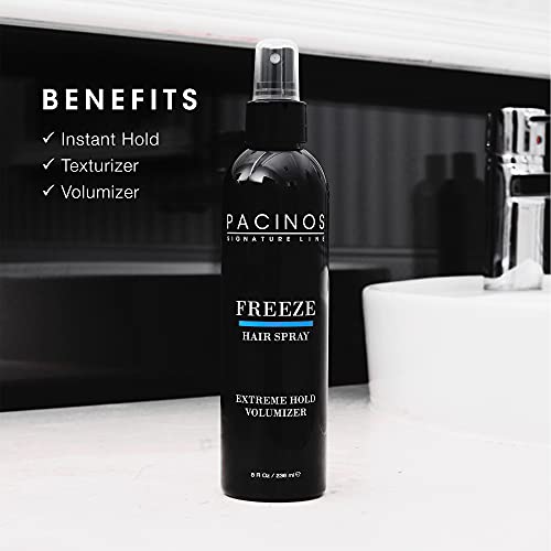 Pacinos Freeze Hair Spray - Extra Hold texture spray for All Hair Type - Professional Hair Setting & Finishing Spray for Maximum Volume