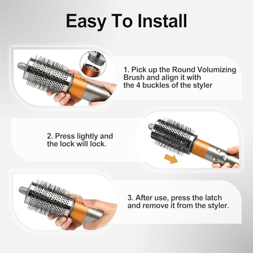 Upgraded Large Round Brush Attachment for Dyson Air wrap Jumbo Bigger Oval Round Volumizing Brush for Dyson Airwrap Accessories, Gray