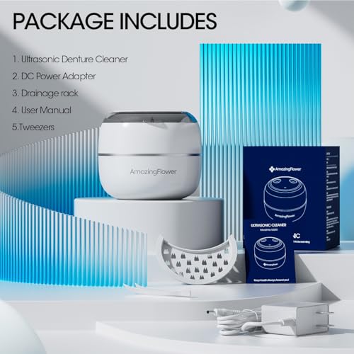 Ultrasonic Retainer Cleaner Machine, Upgraded 45kHz Ultrasonic Jewelry Cleaner for Ring, Aligner, Nightguard, Mouth Guard, Toothbrush Heads, Dental Cleaning Pod with 4 Lights