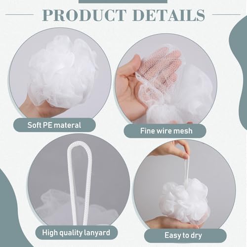 Sunnyray 200 Pcs Loofahs Bulk Bath Sponge Shower Luffas Exfoliating Body Scrubber Packs Soft Mesh Loofahs Balls Travel Cleaning Wash Puff Bathing Accessories for Women Men, 20g (Pure White)