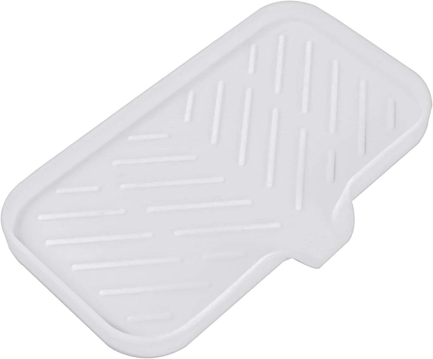 Silicone Bathroom Soap Dishes with Drain Spout-Bathroom and Kitchen Sink Organizer,Sponge Holder,Dish Soap Tray,Perfect for Dispenser,Scrubber,Bottle,Cup on Sink or Counter-White 9.6"×5.3"